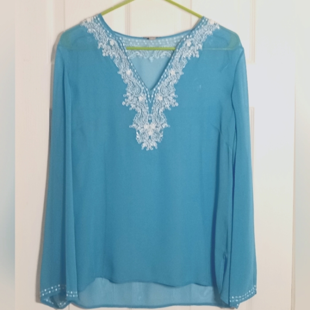 silk tunic Ann Taylor embellished